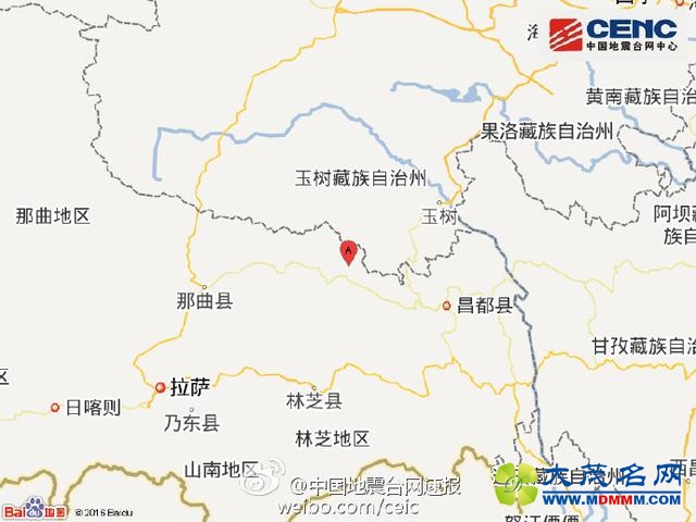 西藏昌都市丁青县发生4.1级地震 震源深度5千米