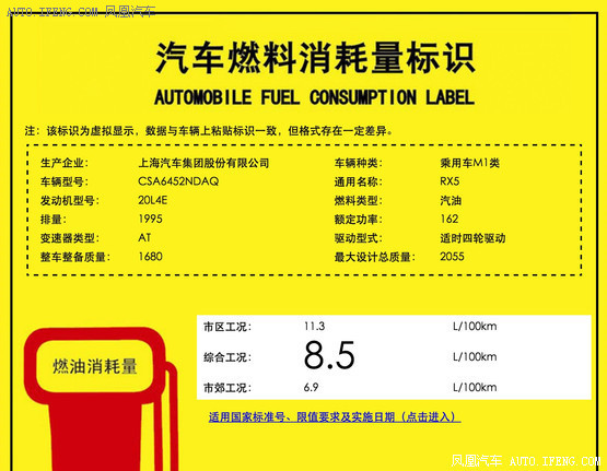 荣威RX5动力参数信息 将提供两种动力