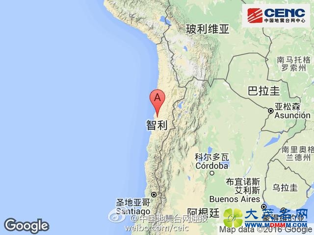 智利北部沿岸近海附近发生6.1级地震