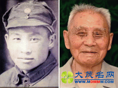 左图：1945年抗日战争胜利后不久，在山东单县，王承登身着军装留影。（资料照片） 右图：2014年7月30日，100岁的王承登在江西赣州市家中留影。新华社记者陈子夏摄