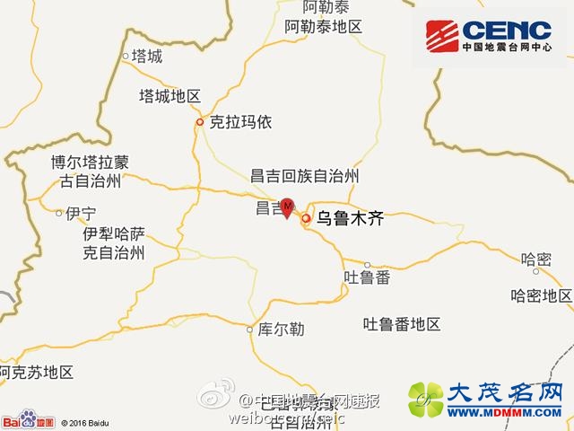 新疆昌吉州昌吉市发生3.0级地震 震源深度3千米