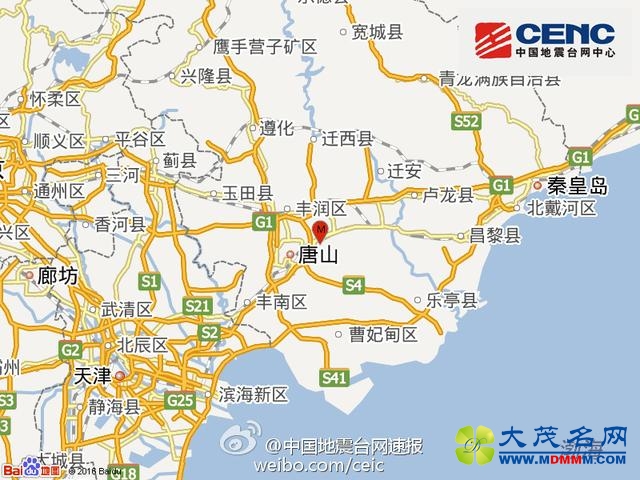 河北唐山市开平区发生3.1级地震