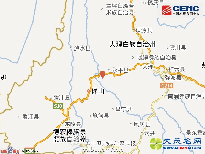 云南永平发生3.5级左右地震