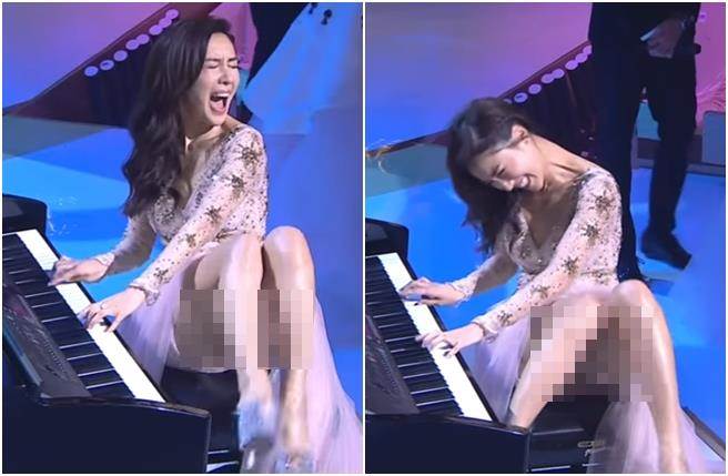 尴尬！女星台上弹钢琴各种花式抬腿 不慎露出…